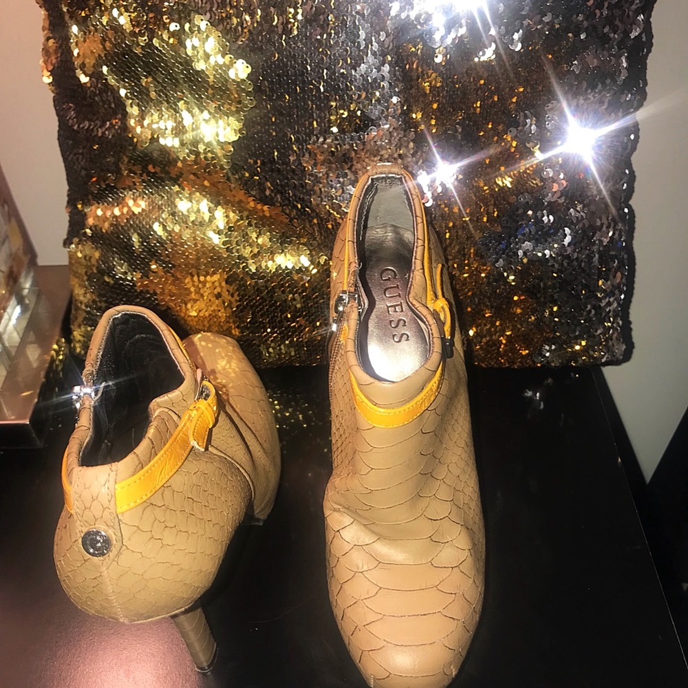 Guess Snakeskin Leather Ankle Boots